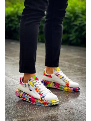 Kb-02  Kuback Bağcıklı Crocodile Beyaz Kırmızı Günlük Erkek Ayakkabı