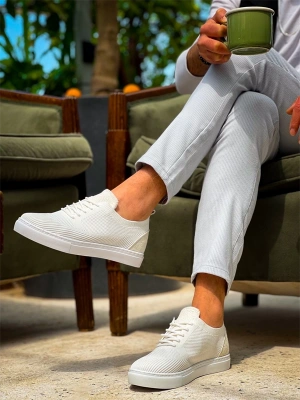 KB-101 Kuback Beyaz Triko Bağcıklı Günlük Erkek Ayakkabı