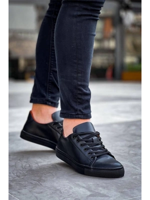 Kb-122  Kuback Siyah Cilt Siyah Yüksek Taban Bağcıklı Günlük Erkek Ayakkabı