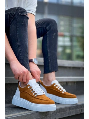 KB-X10 Kuback Taba Süet Beyaz Yüksek Taban Günlük Spor Ayakkabı