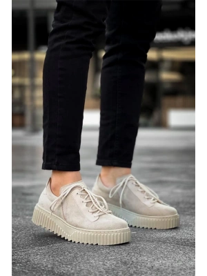 Kb-X502  Kuback Bej Süet Yüksek Bej Taban Bağcık Detaylı Lastikli Günlük Erkek Ayakkabı