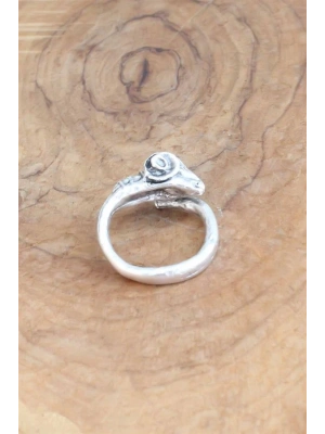 Keçi Figürlü Gümüş Renk Ayarlanabilir Erkek Yüzük