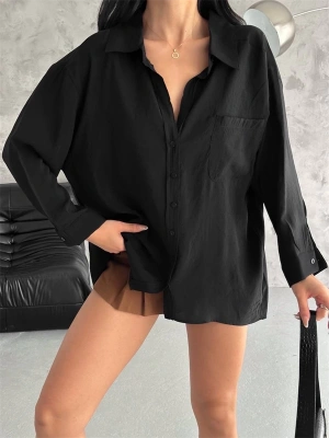 Modal Oversize Cepli Gömlek