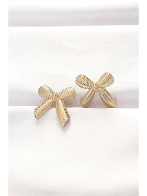 Pirinç Gold Renk Fiyonk Küpe