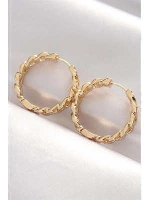 Pirinç Gold Renk Zincir Model Halka Küpe