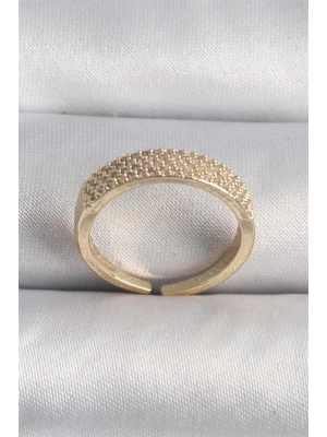 Pirinç Gold Renk Zirkon Taşlı VIP Seri Kadın Yüzük