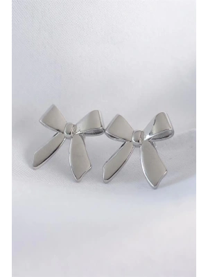 Pirinç Gümüş Renk Düz Plaka Fiyonk Küpe