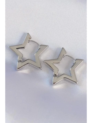 Pirinç Gümüş Renk Yıldız Küpe