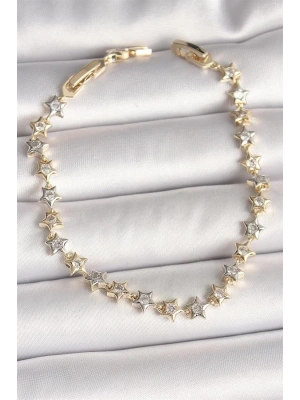 Pirinç Mix Renk Zirkon Taşlı Yıldız Model VIP Seri Kadın Bileklik