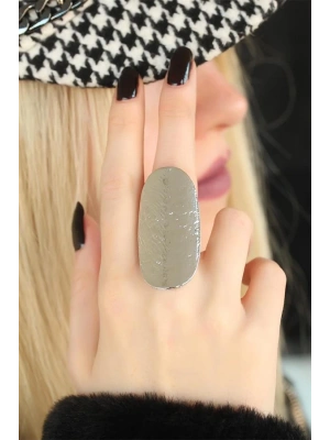 Silver Renk Elips Bayan Ayarlamalı Yüzük