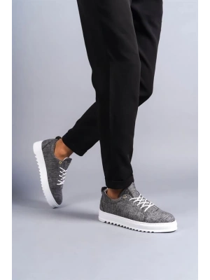 SLW152 Cool Bağcıklı Keten Erkek Günlük Spor Klasik Ayakkabı BT - Gri