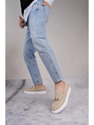 SLW153 Bloom Bağcıksız Püsküllü Süet Erkek Günlük Spor Klasik Ayakkabı SBT - Krem