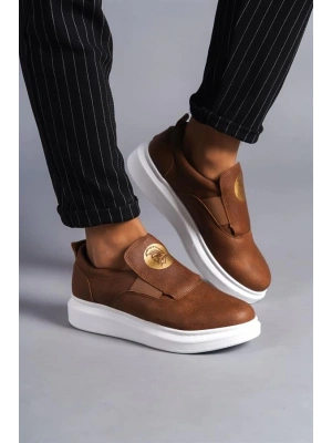 SLW161 Hippo Bağcıksız Cilt Erkek Günlük Sneaker Ayakkabı BT - Taba