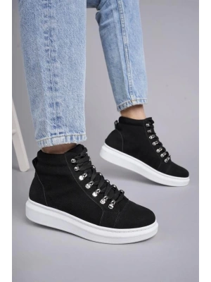 SLW206 Ottawa Bağcıklı Süet Erkek Günlük Spor Bot BT - Siyah