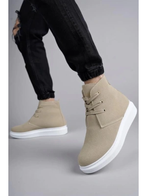 SLW207 Oslo Bağcıklı Süet Erkek Günlük Spor Bot BT - Krem