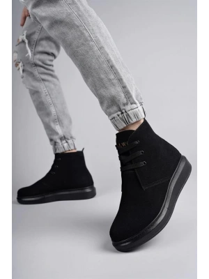SLW207 Oslo Bağcıklı Süet Erkek Günlük Spor Bot ST - Siyah