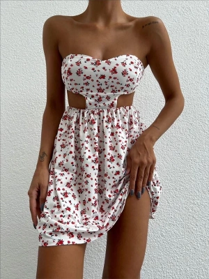 Straplez elbise baskılı