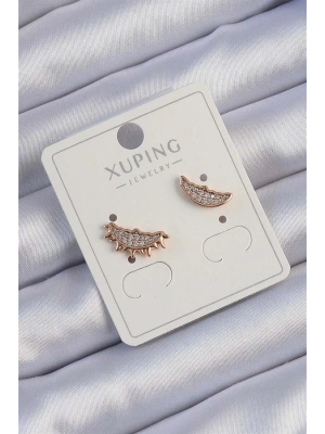 Xuping Rose Renk Zirkon Taşlı Ay ve Güneş Tasarımlı Küpe