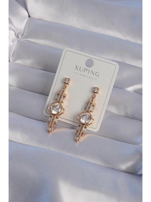 XUPİNG Rose Renk Zirkon Taşlı Geometrik Sallantılı Küpe