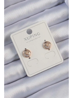 Xuping Rose Renk Zirkon Taşlı Yansımalı Oval Küpe