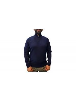 Yarım Fermuar Apaş Yaka Waffle Desen Erkek Sweatshirt