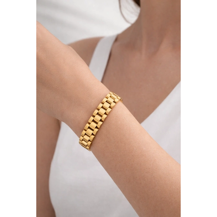 14K Gold Renkli Marka Model Bileklik Künye