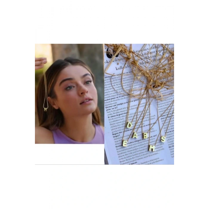 Harf Kolye Çelik Gold Renkli