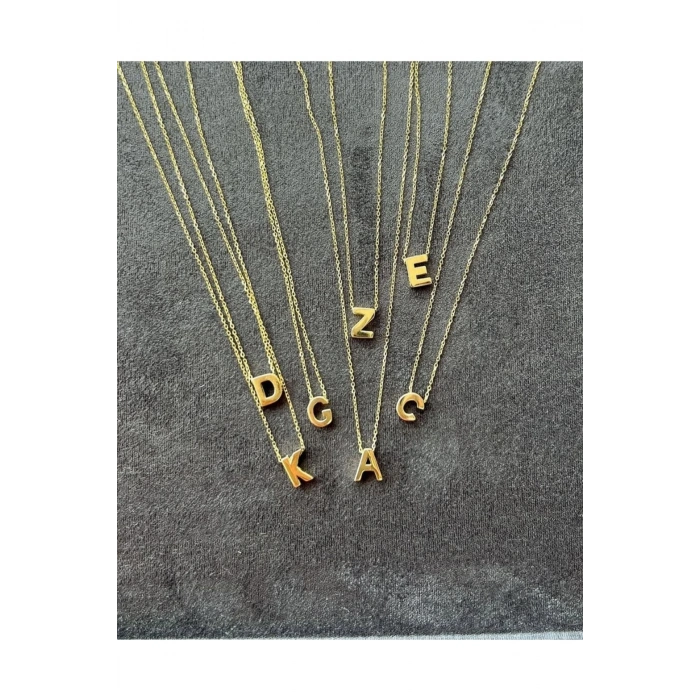 Harf Kolye Çelik Gold Renkli