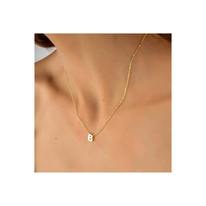 Harf Kolye Çelik Gold Renkli