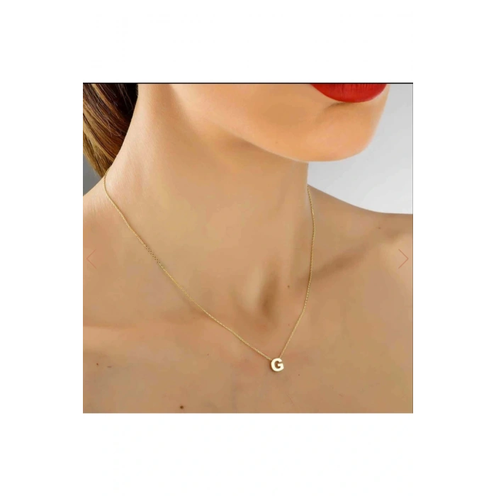 Harf Kolye Çelik Gold Renkli