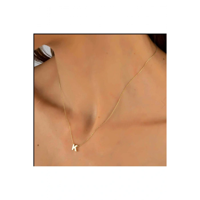 Harf Kolye Çelik Gold Renkli