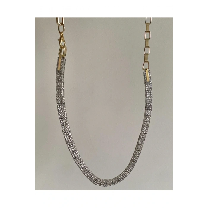 Zirkon Taşlı Kuyumcu Tarzı Gerdanlık Kolye