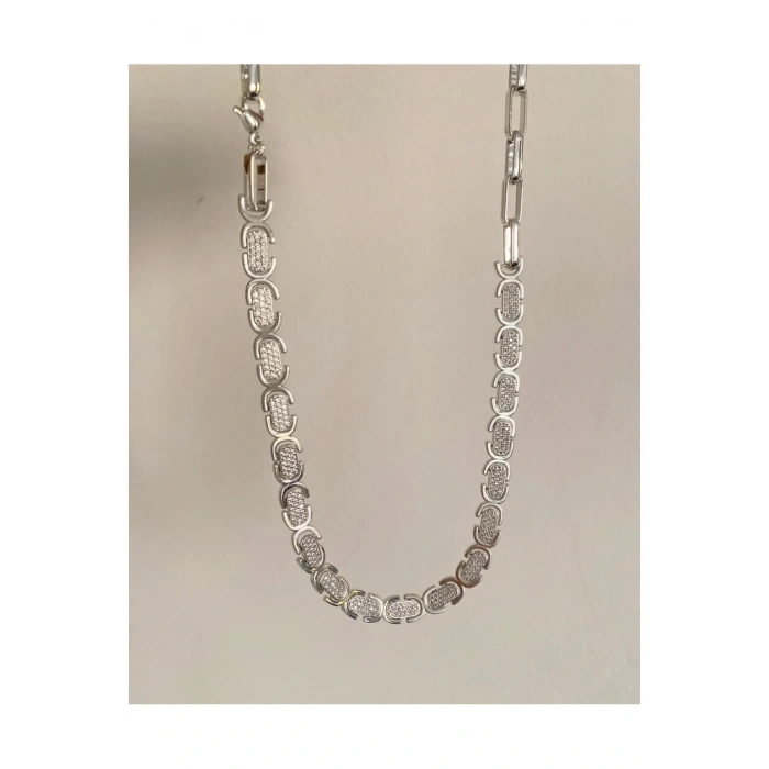 Zirkon Taş Rodyum Kaplama Gerdanlık Kolye