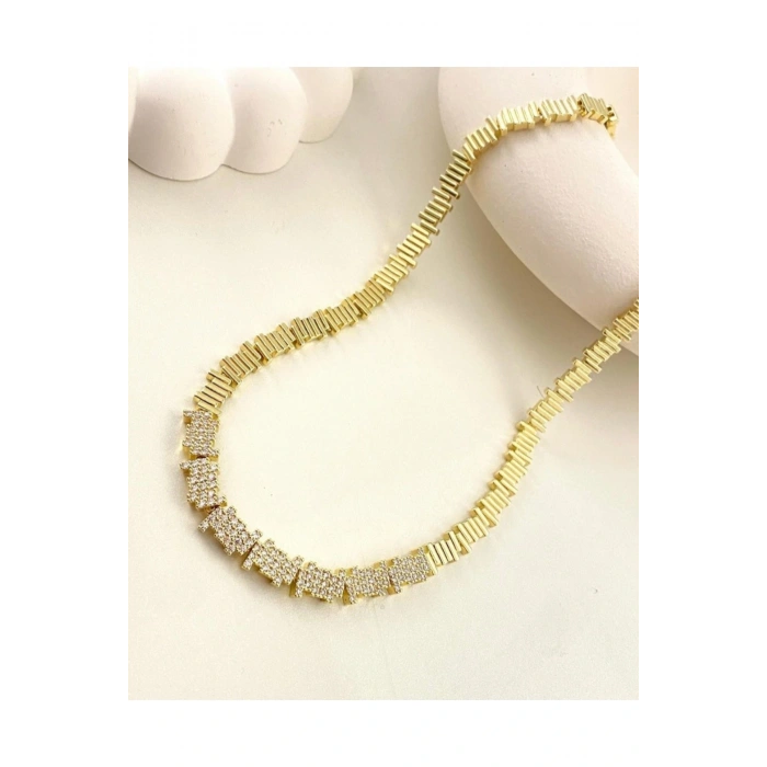 Zirkon Taşlı Kuyumcu Tarzı Gerdanlık Kolye