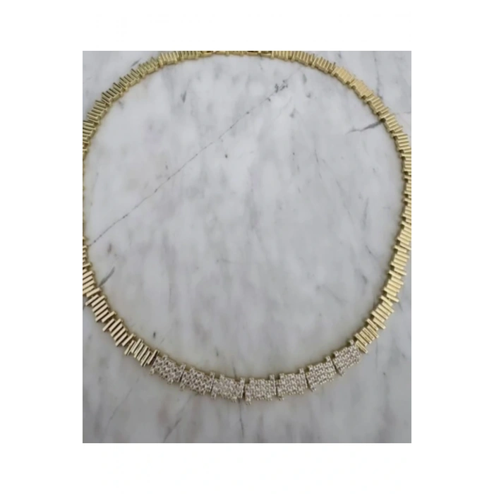 Zirkon Taşlı Kuyumcu Tarzı Gerdanlık Kolye