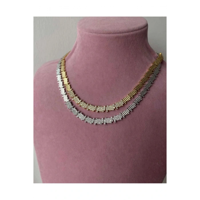 Zirkon Taşlı Kuyumcu Tarzı Gerdanlık Kolye