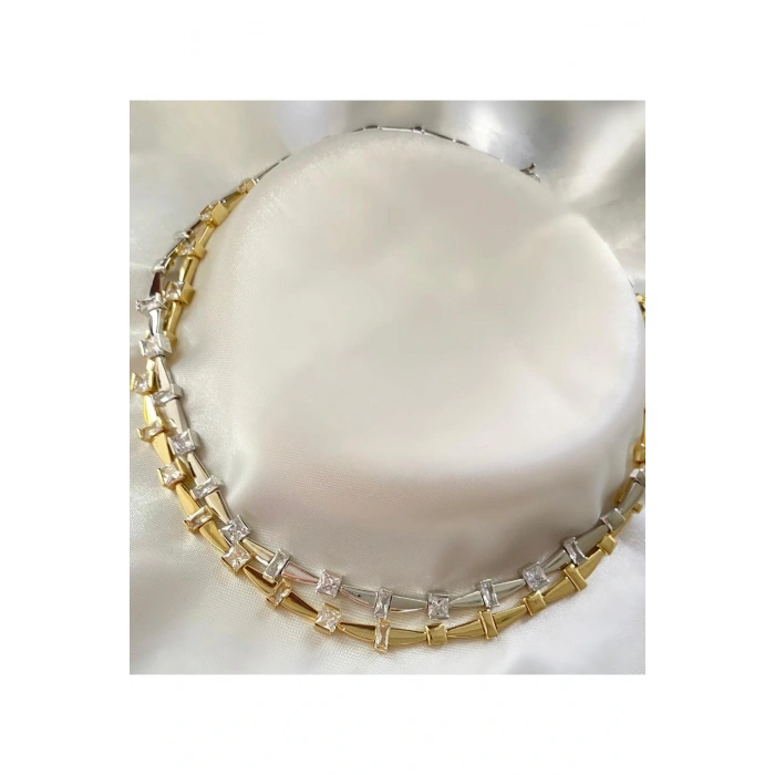 Luxury serisi asimetrik plaka kare ve dikdörtgen Kolye