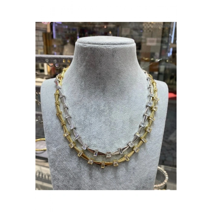 Luxury serisi asimetrik plaka kare ve dikdörtgen Kolye