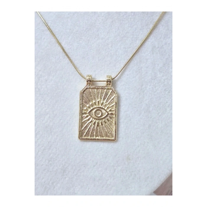 Retro Plaka Göz Çelik Kolye