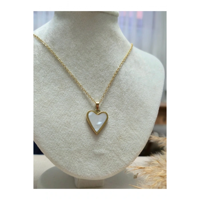 Sedef Kalpli Çelik Gold Zarif Kolye