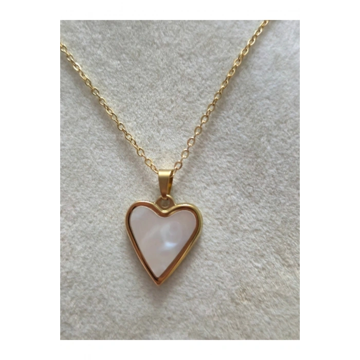 Sedef Kalpli Çelik Gold Zarif Kolye