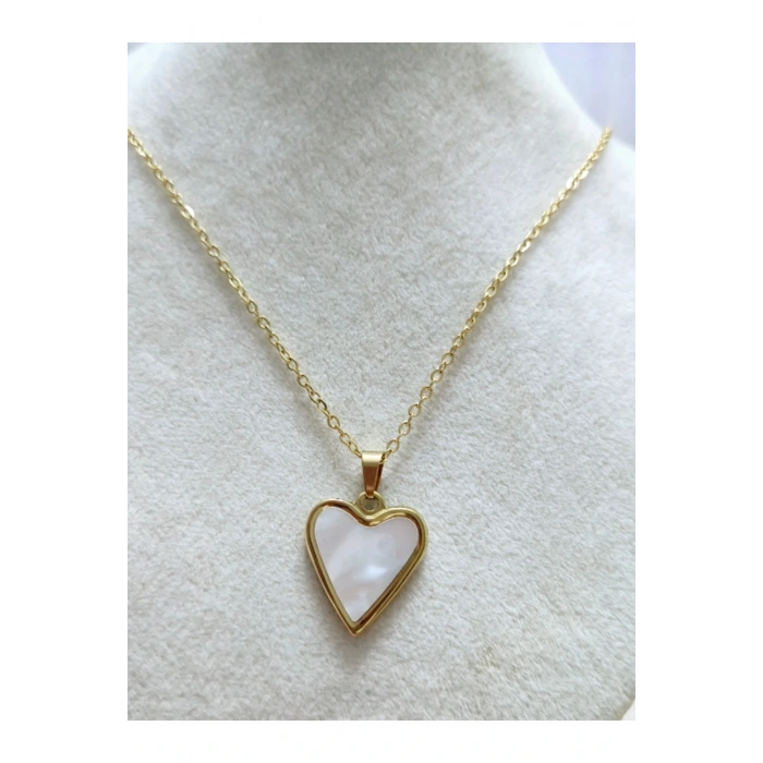 Sedef Kalpli Çelik Gold Zarif Kolye