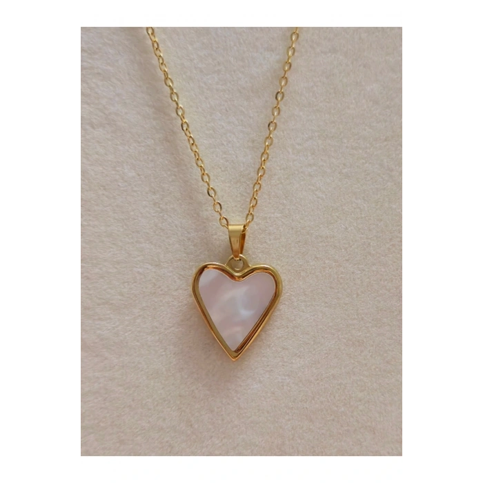 Sedef Kalpli Çelik Gold Zarif Kolye