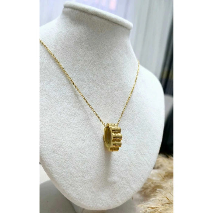 Altın Renkli Baget Silindir Model Kolye