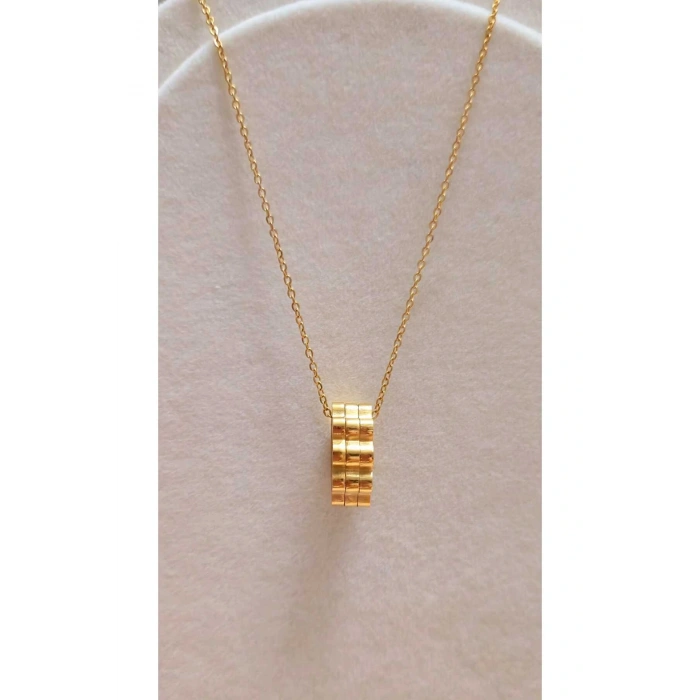 Altın Renkli Baget Silindir Model Kolye