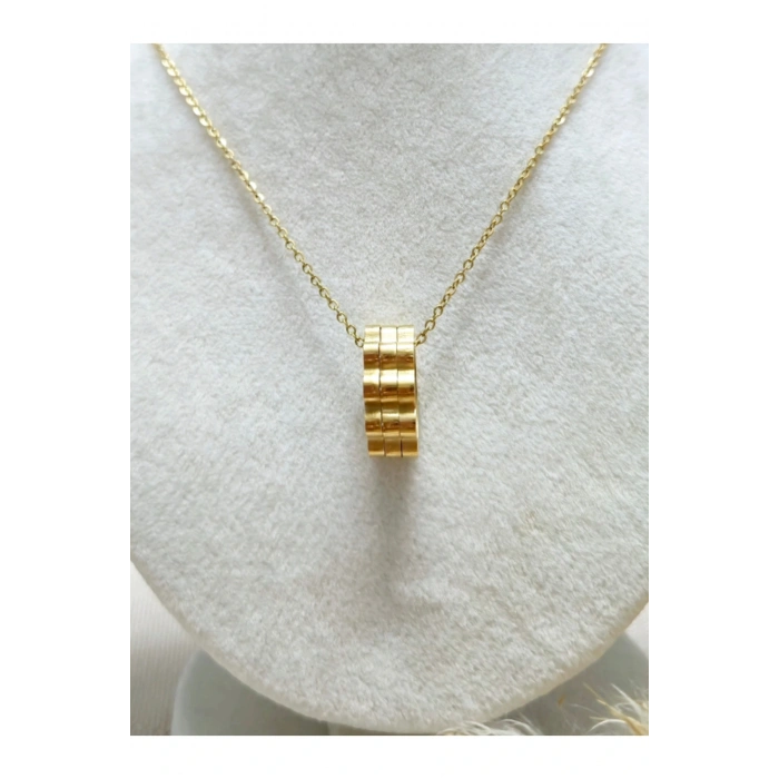 Altın Renkli Baget Silindir Model Kolye