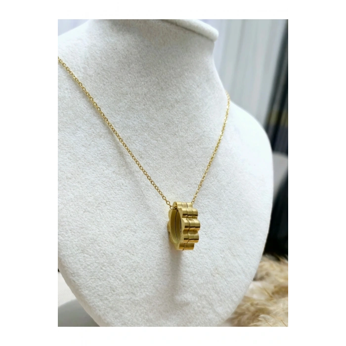 Altın Renkli Baget Silindir Model Kolye