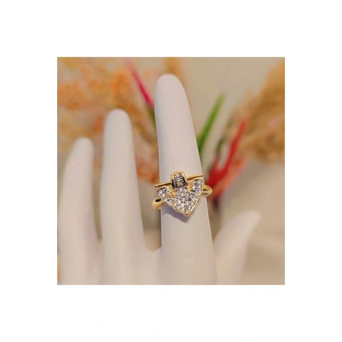 Taşlı Üçgen  Denizci Demir Detaylı  Vintage Yüzük