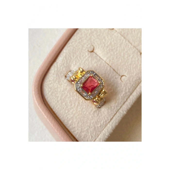 Vintage Kırmızı Taşlı Retro Yüzük