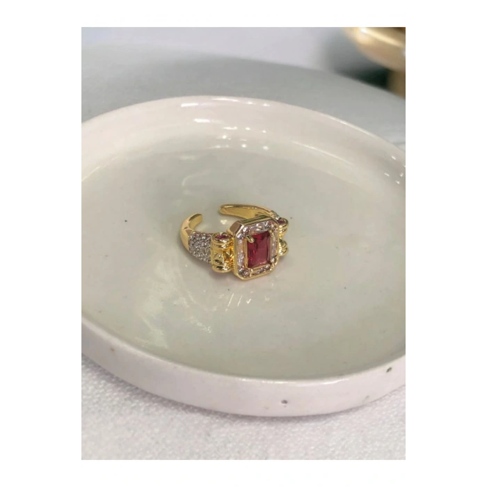 Vintage Kırmızı Taşlı Retro Yüzük